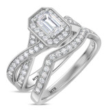 Photo of Georgie 1 2/3 ct tw. Lab Grown Diamond Emerald Solitaire Bridal Set 10K White Gold [BR1679W-N045]