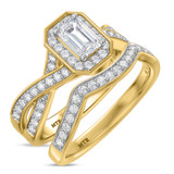 Photo of Georgie 1 2/3 ct tw. Lab Grown Diamond Emerald Solitaire Bridal Set 10K Yellow Gold [BR1679Y-N045]