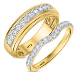 Photo of Ela 3/4 ct tw. Lab Grown Diamond Wedding Band Set 14K Yellow Gold [WB1669Y]