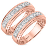 Photo of Ela 1 ct tw. Lab Grown Diamond Same Sex Mens Band Set 14K Rose Gold [WM1669R]