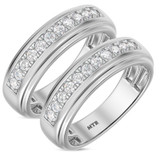 Photo of Ela 1 ct tw. Lab Grown Diamond Same Sex Mens Band Set 14K White Gold [WM1669W]