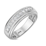 Photo of Ela 1 ct tw. Lab Grown Diamond Same Sex Mens Band Set 14K White Gold [BT1669WM]