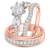 Photo of Ela 2 1/3 ct tw. Lab Grown Round Solitaire Trio Set 14K Rose Gold [BT1669R-L095]