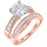Photo of Clari 2 5/8 ct tw. Lab Grown Diamond Round Solitaire Bridal Set 14K Rose Gold [BR1658R-L195]