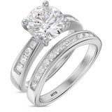 Photo of Clari 2 5/8 ct tw. Lab Grown Round Solitaire Bridal Set 14K White Gold [BR1658W-L195]