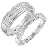 Photo of Clari 7/8 ct tw. Lab Grown Diamond Wedding Band Set 14K White Gold [WB1658W]