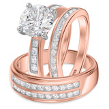 Photo of Clari 3 1/10 ct tw. Lab Grown Diamond Round Solitaire Trio Set 10K Rose Gold [BT1658R-L195]