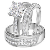 Photo of Clari 3 1/10 ct tw. Lab Grown Diamond Round Solitaire Trio Set 10K White Gold [BT1658W-L195]