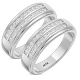 Photo of Clari 1 ct tw. Lab Grown Diamond Same Sex Mens Band Set 10K White Gold [WM1658W]