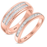 Photo of Clari 7/8 ct tw. Lab Grown Diamond Wedding Band Set 10K Rose Gold [WB1658R]