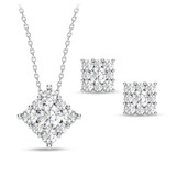 Photo of Cloey 3/4 ct tw. Lab Grown Princess Cluster Pendant Set 14K White Gold