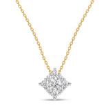 Photo of Cloey 3/4 ct tw. Lab Grown Princess Cluster Pendant Set 10K Yellow Gold [CP1915Y]