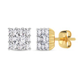 Photo of Cloey 3/4 ct tw. Lab Grown Princess Cluster Pendant Set 14K Yellow Gold [CE1915Y]