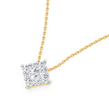 Photo of Cloey 3/4 ct tw. Lab Grown Princess Cluster Pendant Set 14K Yellow Gold [CP1915Y]