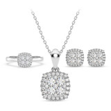 Photo of Brooks 7/8 ct tw. Lab Grown Cushion Cluster Ring Set 14K White Gold