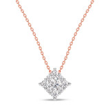 Photo of Cloey 3/4 ct tw. Lab Grown Princess Cluster Pendant Set 10K Rose Gold [CP1915R]