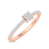 Photo of Cleva 1/10 ct tw. Lab Grown Diamond Princess Cluster Engagement Ring 14K Rose Gold [BT1898RE-C000]