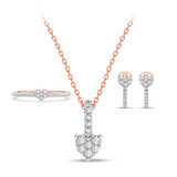 Photo of Rosel 1/4 ct tw. Lab Grown Heart Cluster Ring Set 10K Rose Gold