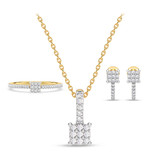 Photo of Cleva 1/4 ct tw. Lab Grown Princess Cluster Ring Set 10K Yellow Gold