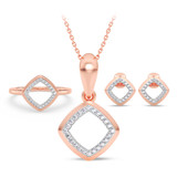 Photo of Anne 1/4 ct tw. Lab Grown Square Cluster Ring Set 10K Rose Gold