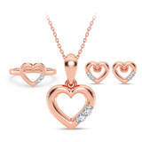 Photo of Alice 1/7 ct tw. Lab Grown Heart Cluster Ring Set 10K Rose Gold