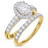 Photo of Elsy 2 7/8 ct tw. Lab Grown Diamond Oval Solitaire Bridal Set 14K Yellow Gold [BR1661Y-I095]