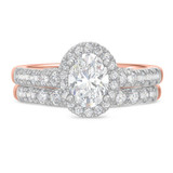 Photo of Elsy 2 7/8 ct tw. Lab Grown Diamond Oval Solitaire Bridal Set 14K Rose Gold [BR1661R-I095]