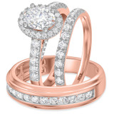 Photo of Elsy 3 1/4 ct tw. Lab Grown Diamond Oval Solitaire Trio Set 14K Rose Gold [BT1661R-I095]