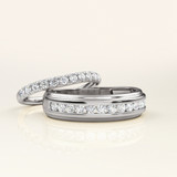 Photo of Elsy 3/4 ct tw. Lab Grown Diamond Wedding Band Set 10K White Gold [WB1661W]