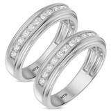 Photo of Elsy 7/8 ct tw. Lab Grown Diamond Same Sex Mens Band Set 10K White Gold [WM1661W]