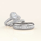 Photo of Elsy 3 1/4 ct tw. Lab Grown Diamond Oval Solitaire Trio Set 10K White Gold [BT1661W-I095]