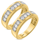Photo of Milla 1 1/2 ct tw. Lab Grown Diamond Same Sex Mens Band Set 14K Yellow Gold [WM1665Y]
