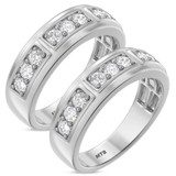 Photo of Milla 1 1/2 ct tw. Lab Grown Diamond Same Sex Mens Band Set 14K White Gold [WM1665W]