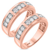 Photo of Milla 1 1/2 ct tw. Lab Grown Diamond Same Sex Mens Band Set 10K Rose Gold [WM1665R]