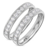 Photo of Arnie 1 ct tw. Lab Grown Diamond Same Sex Ladies Band Set 14K White Gold [WL1672W]