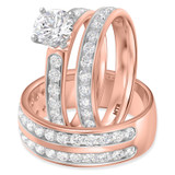 Photo of Arnie 3 1/4 ct tw. Lab Grown Diamond Round Solitaire Trio Set 14K Rose Gold [BT1672R-L095]