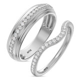 Photo of Frea 1/2 ct tw. Lab Grown Diamond Wedding Band Set 14K White Gold [WB1674W]