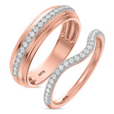 Photo of Frea 1/2 ct tw. Lab Grown Diamond Wedding Band Set 14K Rose Gold [WB1674R]