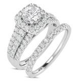 Photo of Davi 1 1/2 ct tw. Lab Grown Diamond Round Solitaire Bridal Set 14K White Gold [BR1678W-L070]