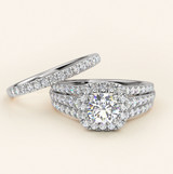 Photo of Davi 1 1/2 ct tw. Lab Grown Diamond Round Solitaire Bridal Set 14K White Gold [BR1678W-L070]