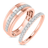 Photo of Davi 1/2 ct tw. Lab Grown Diamond Wedding Band Set 14K Rose Gold [WB1678R]