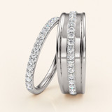 Photo of Davi 1/2 ct tw. Lab Grown Diamond Wedding Band Set 14K White Gold [WB1678W]