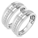 Photo of Davi 2/3 ct tw. Lab Grown Diamond Same Sex Mens Band Set 10K White Gold [WM1678W]