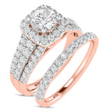 Photo of Davi 1 1/2 ct tw. Lab Grown Diamond Round Solitaire Bridal Set 10K Rose Gold [BR1678R-L070]