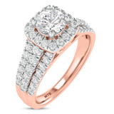 Photo of Davi 1 1/2 ct tw. Lab Grown Diamond Round Solitaire Bridal Set 10K Rose Gold [BT1678RE-L070]
