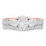 Photo of Uma 2 1/4 ct tw. Lab Grown Diamond Oval Solitaire Bridal Set 14K Rose Gold [BR1677R-I095]
