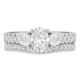 Photo of Uma 2 1/4 ct tw. Lab Grown Diamond Oval Solitaire Bridal Set 14K White Gold [BR1677W-I095]