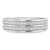 Photo of Uma 7/8 ct tw. Lab Grown Diamond Wedding Band Set 14K White Gold [BT1677WM]