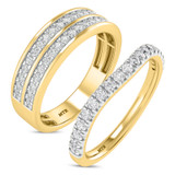 Photo of Uma 7/8 ct tw. Lab Grown Diamond Wedding Band Set 14K Yellow Gold [WB1677Y]