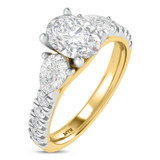 Photo of Uma 2 1/4 ct tw. Lab Grown Diamond Oval Solitaire Bridal Set 10K Yellow Gold [BT1677YE-I095]